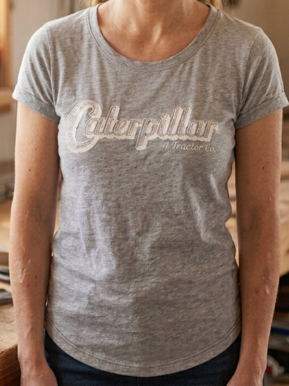 CATERPILLAR Workwear Women's Heather Grey Short Sleeve Lily Tee Size Small NEW